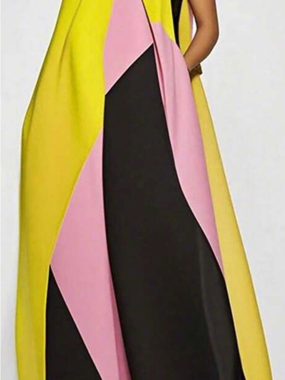 SHEIN Yellow Pink Black Colorblock Maxi Gown - Picture 2 of 4